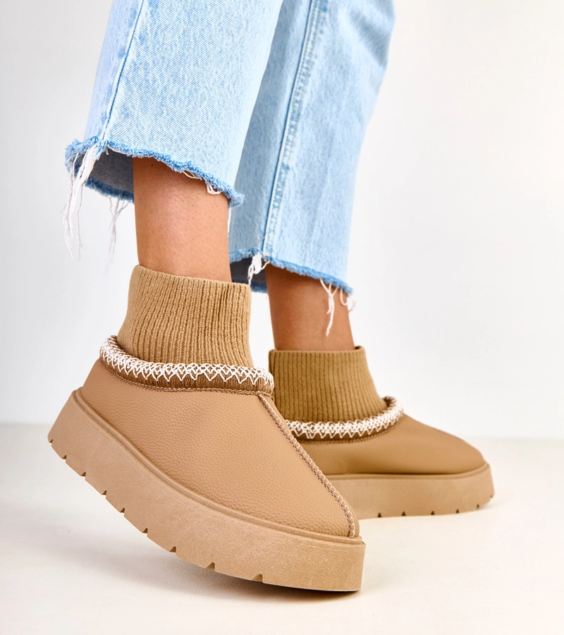 Hnedé snehule s ponožkovým zvrškom Melary