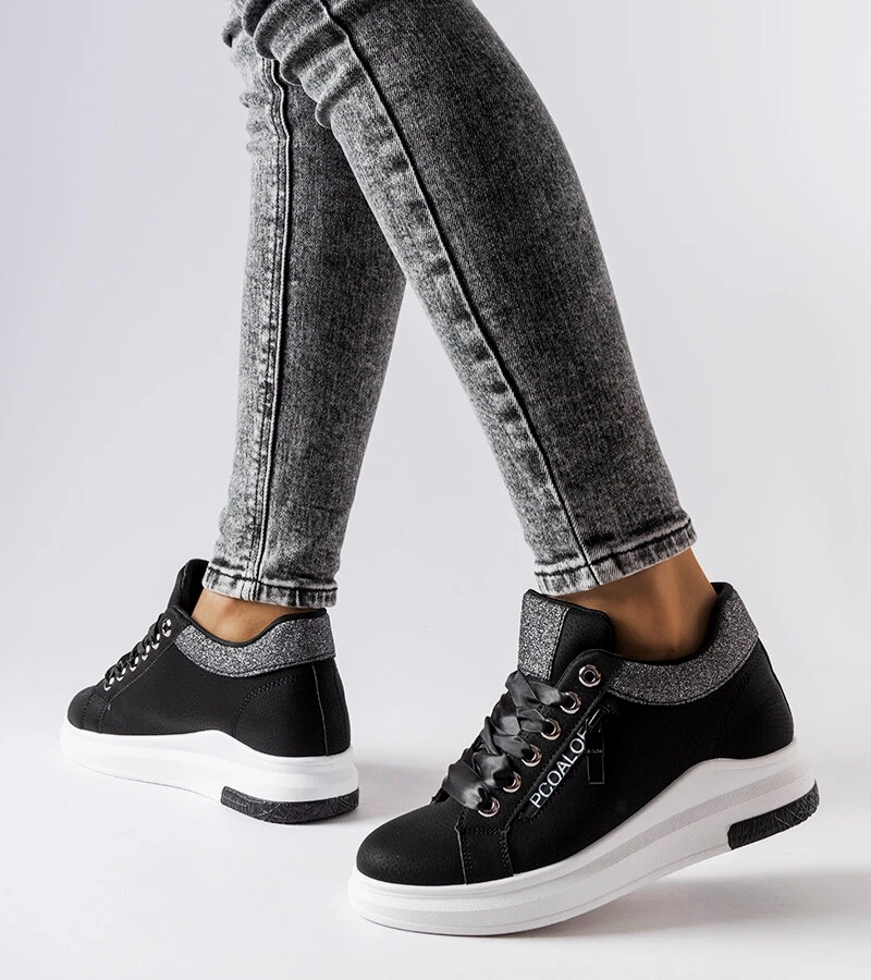 Čierne tenisky Birmingham na podpätkoch