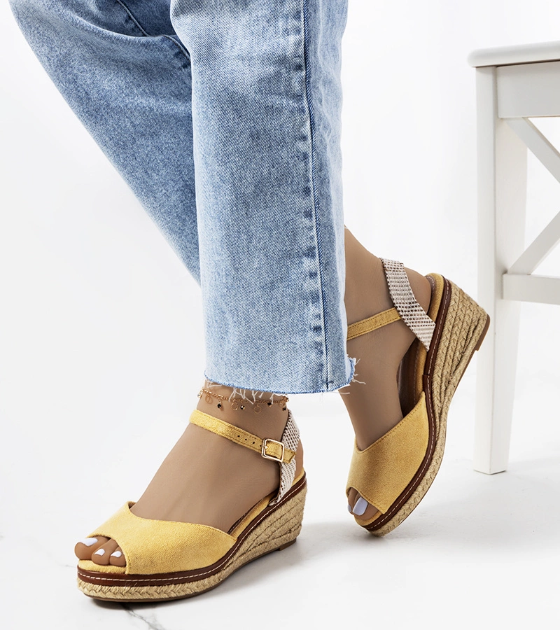 Žlté espadrilky s podpätkami Heis