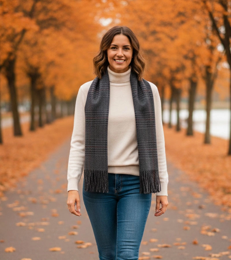 Šedý károvaný dámsky šál Pirouet