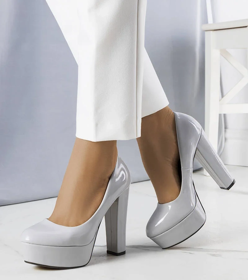 Šedé lodičky Kari na vysokom podpätku