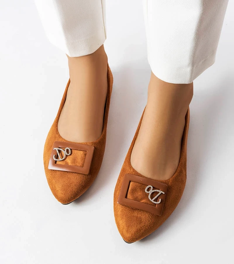 Hnedé balerínky zdobené zirkónmi Fleming