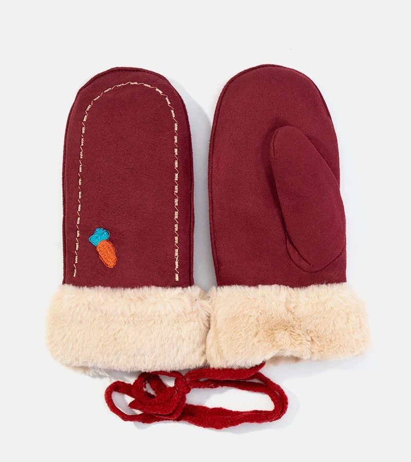 Bordové detské rukavice Carrot