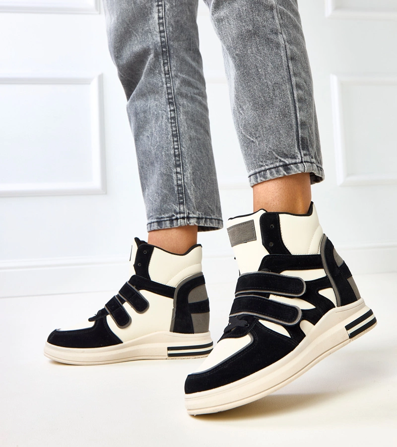 Vysoké tenisky čierno-biele na skrytom klinovom podpätku Ashni