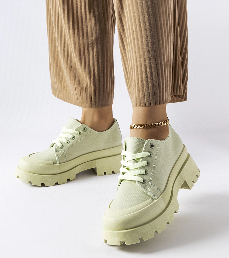 Zelené poltopánky na pevnej podrážke Pointe