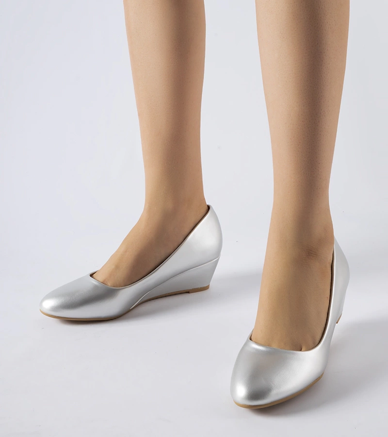 Strieborné baleríny na nízkom kotúčiku Houston