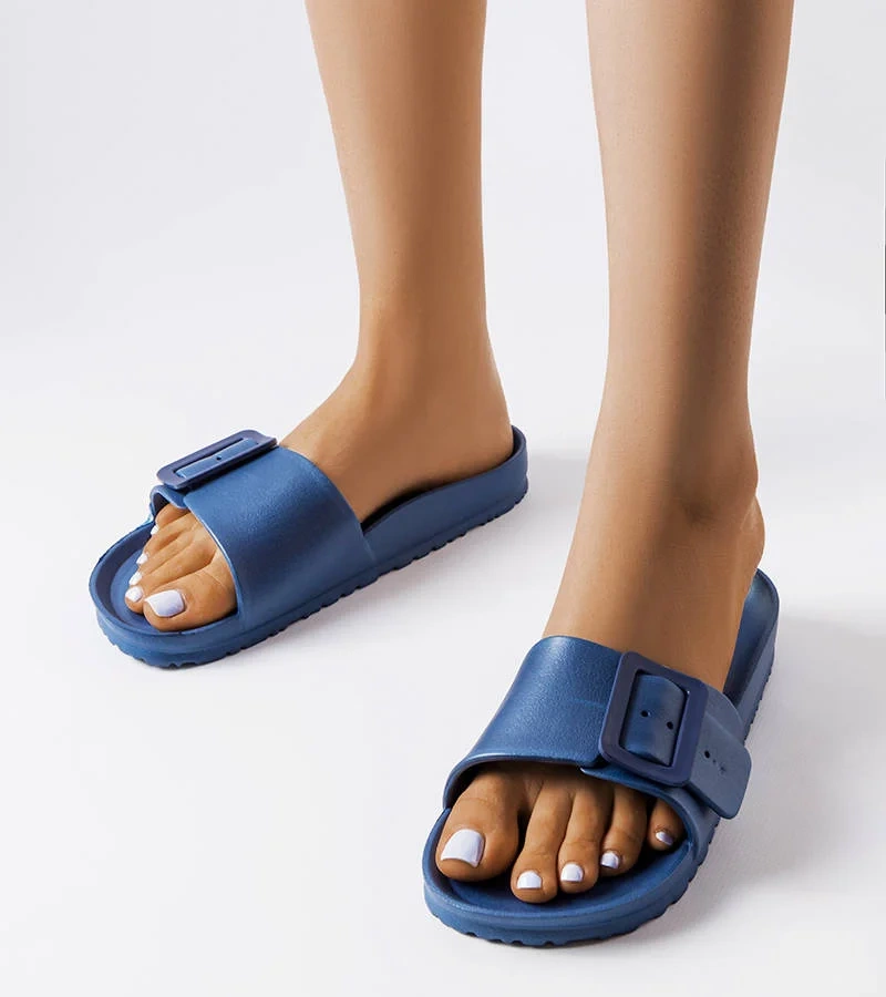 Modré gumené žabky so sponou Nelm