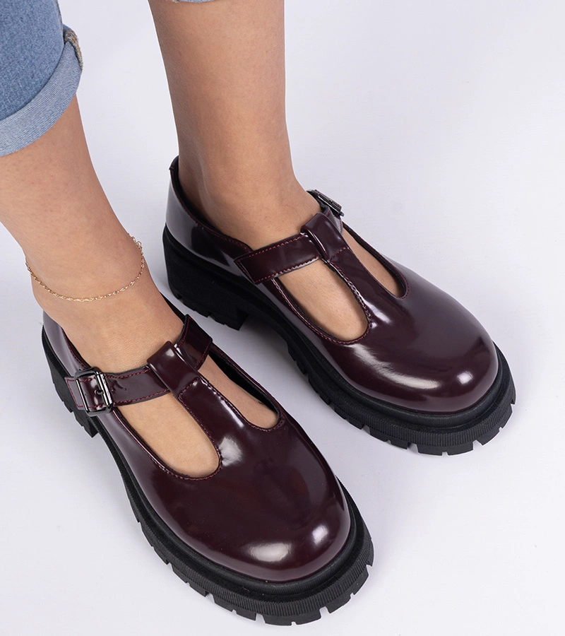 Bordové poltopánky na platforme z eko kože Nella