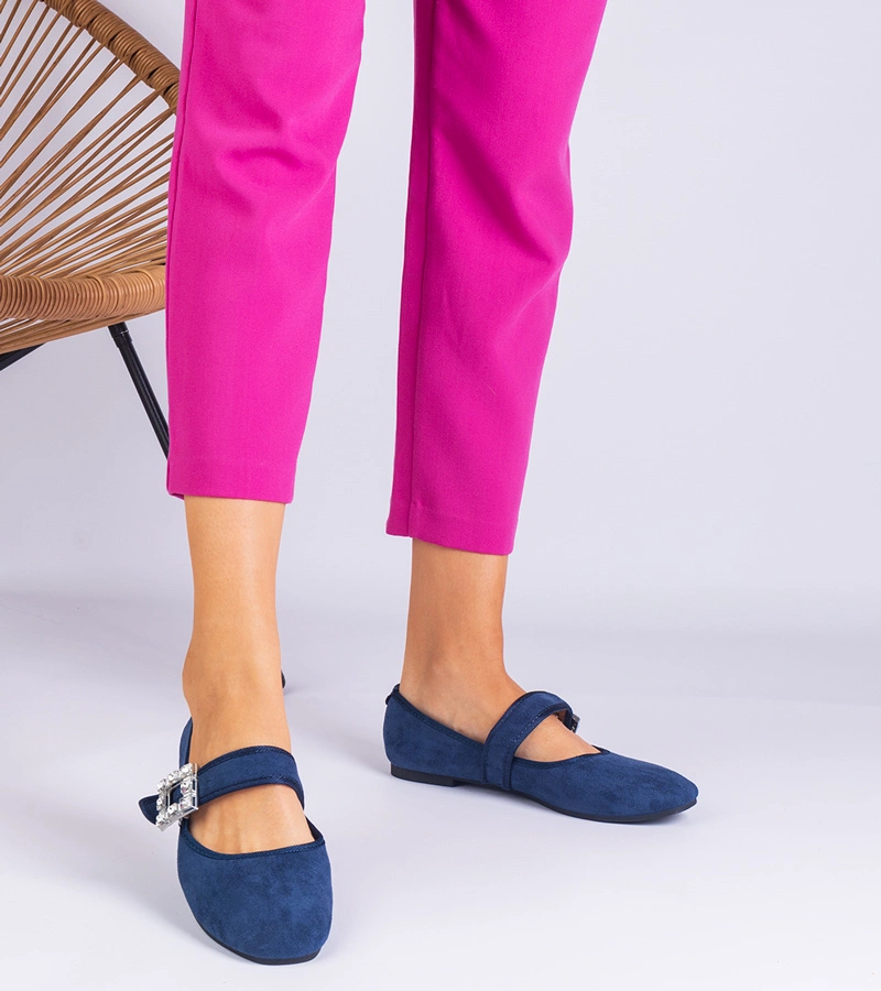 Tmavomodré balerínky zdobené prackou s kryštálikmi Demetra