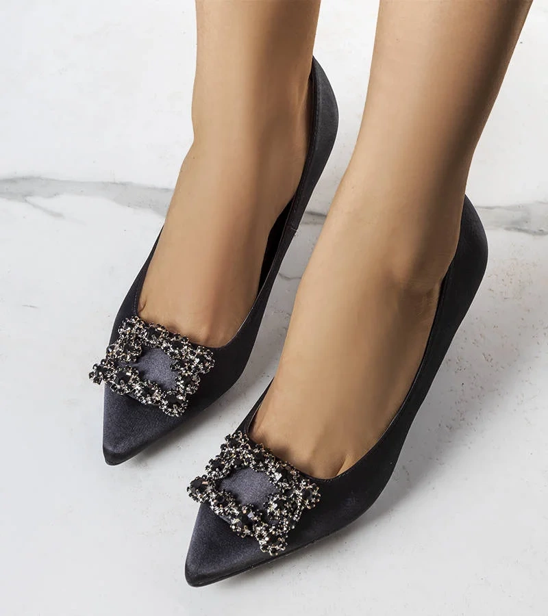 Čierne lodičky na podpätku Lukis