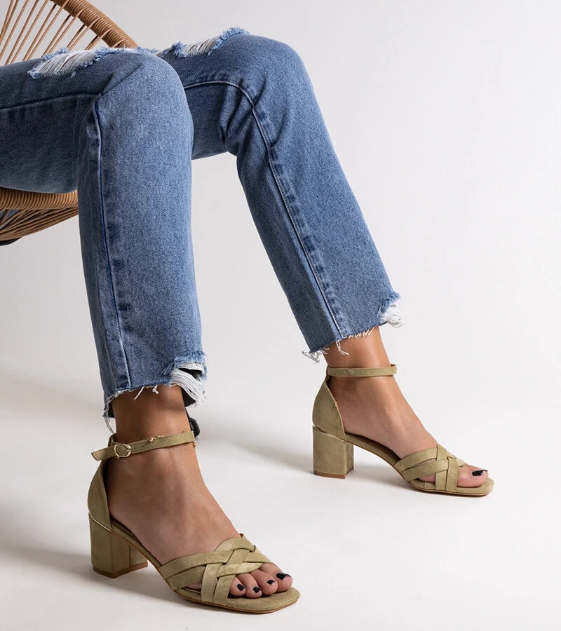 Zelené sandále na podpätku Wajda