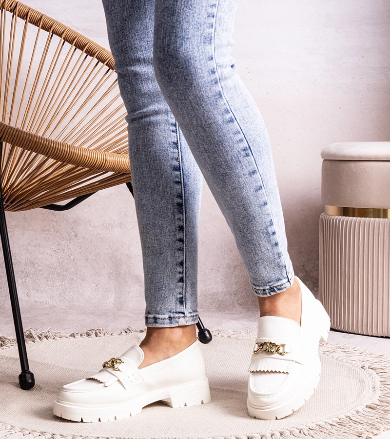 Biela poltopánky so zlatou sponkou od Anielania