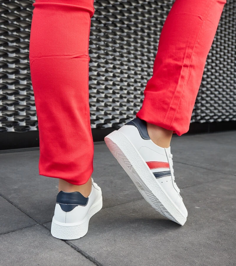 Biela kožená viazaná teniska Camilla