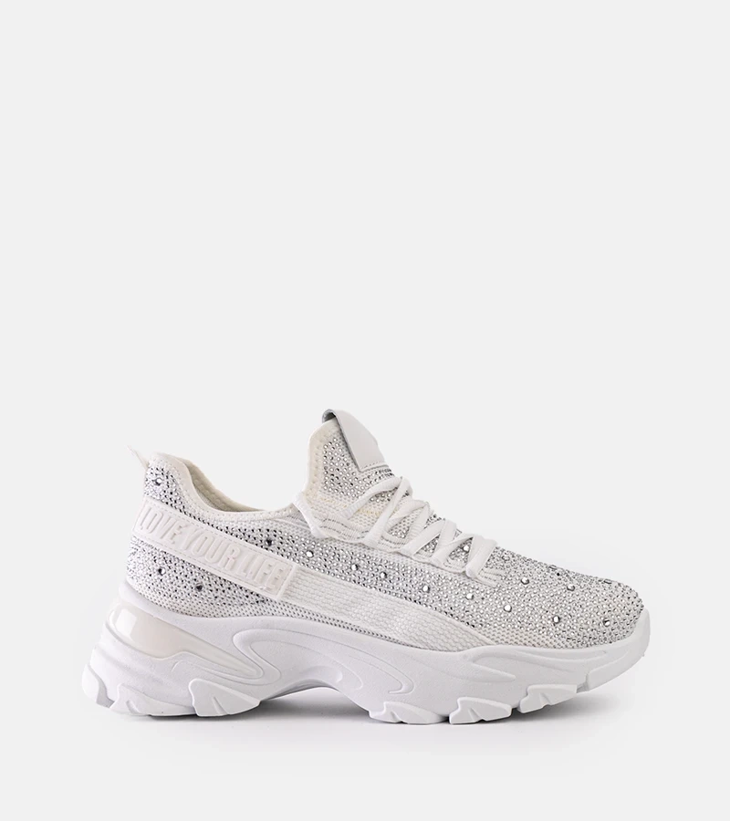 Biely lesklé tenisky na masívnej podrážke Senai