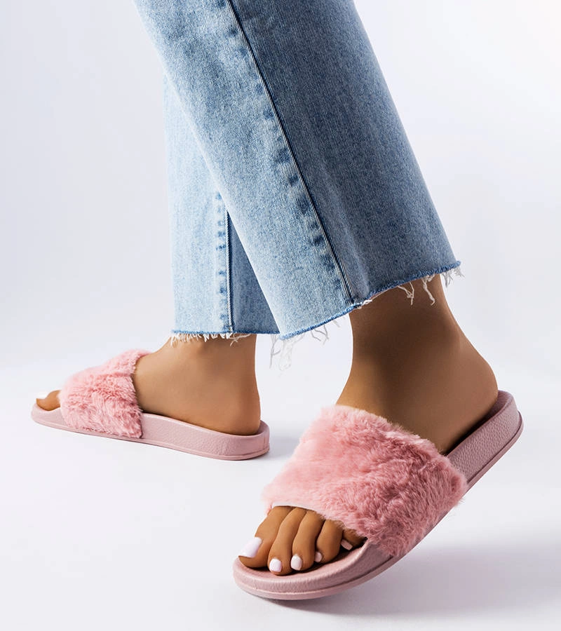 Ružové žabky s kožušinou Raffaele