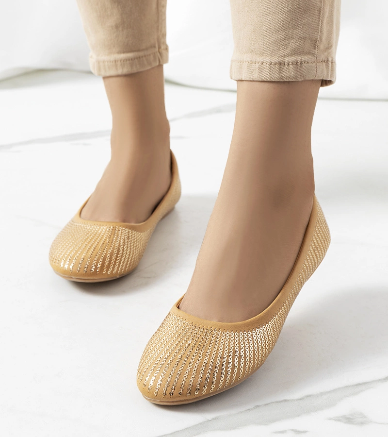 Hnedé flitrové balerínky Hirane