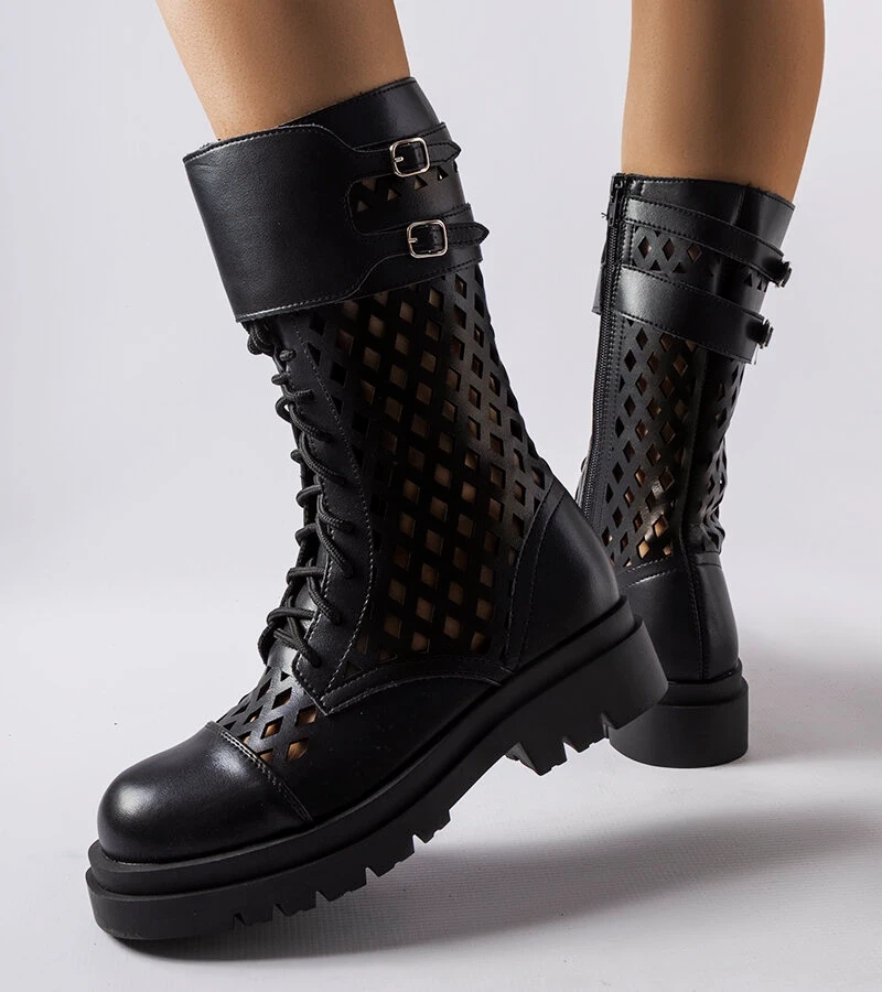 Čierne čipkované workery Amarante