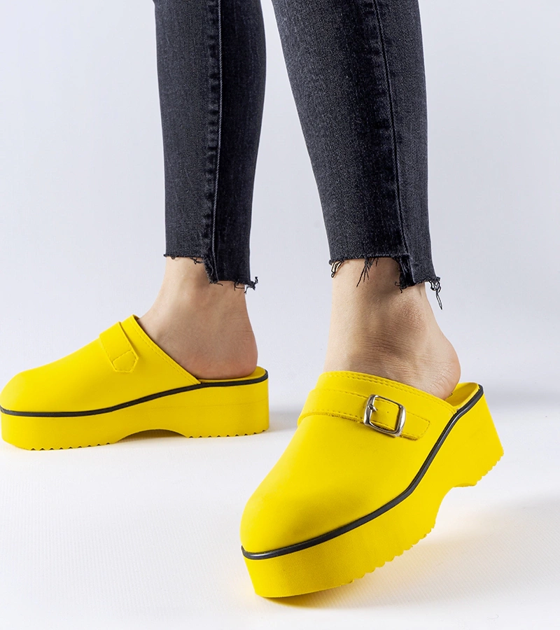 Žabky na vysokom podpätku 90-1691 YELLOW