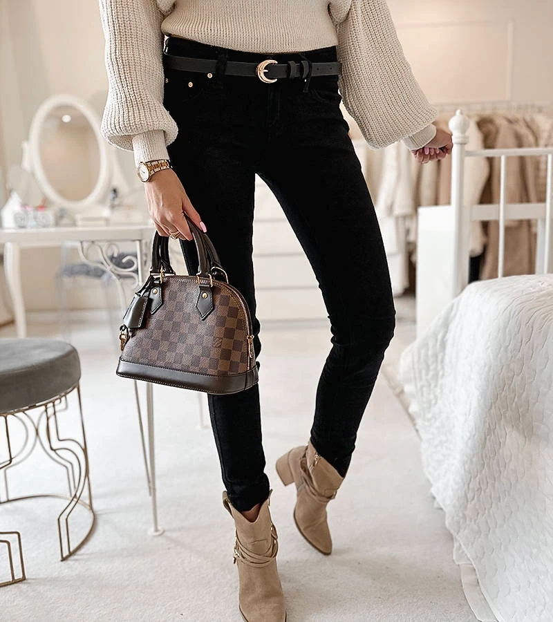 Čierne látkové nohavice s opaskom Sylvain