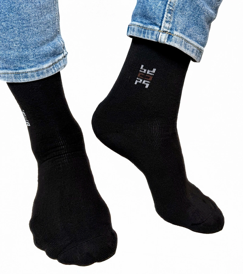 Čierno-biele teplé ponožky Sella