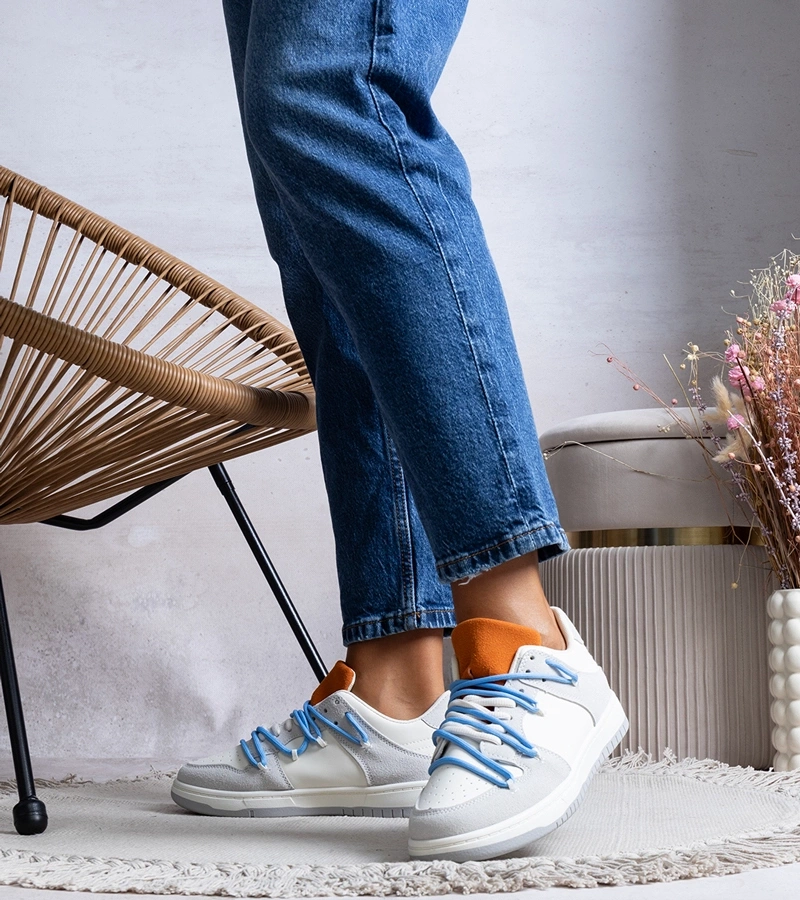 Sivé tenisky s modrými šnúrkami Arcobaleno