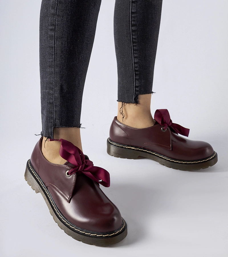 Bordové poltopánky s ozdobnou mašličkou Rodriguez