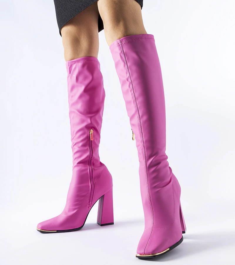 Ružové čižmy na masívnom podpätku Alvorada