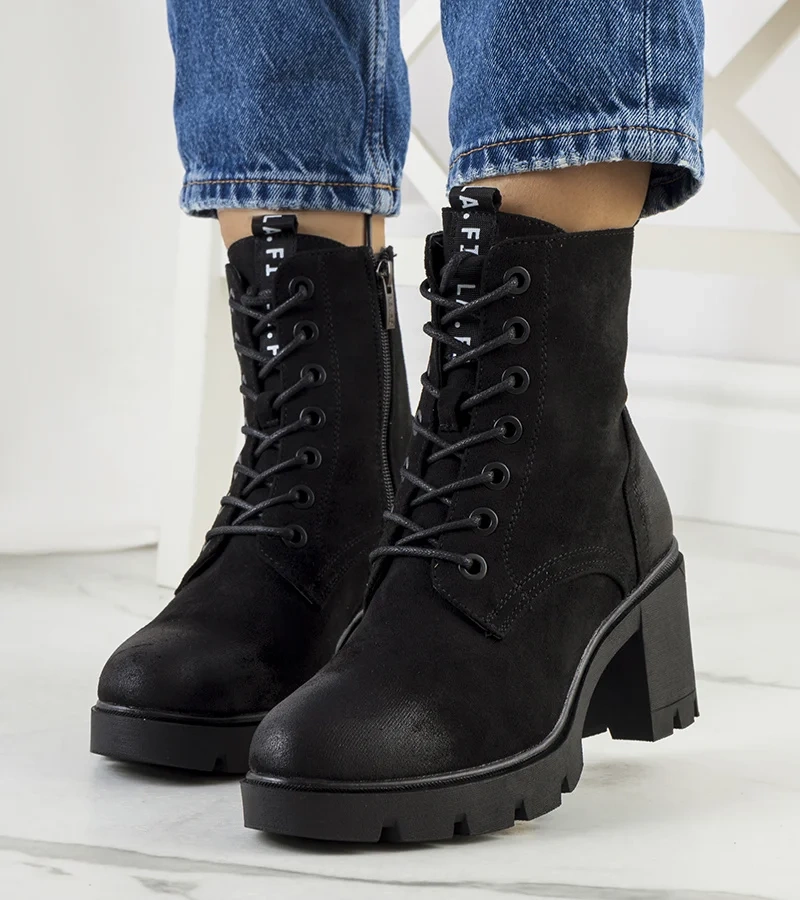 Čierny semiš botki s podpätkami Chichig