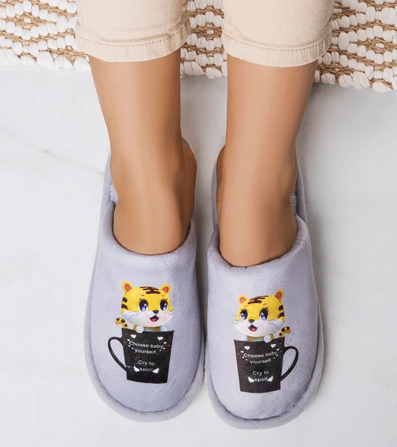 Šedé mäkké papuče Catcup