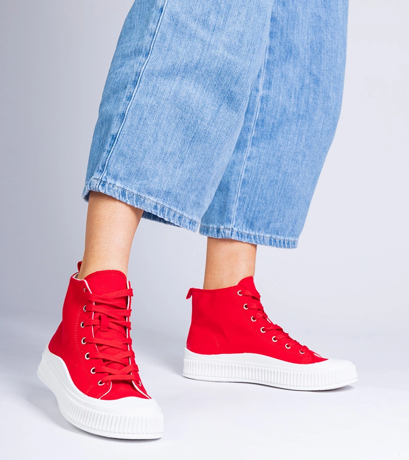 Červené tenisky na platforme Guerrino