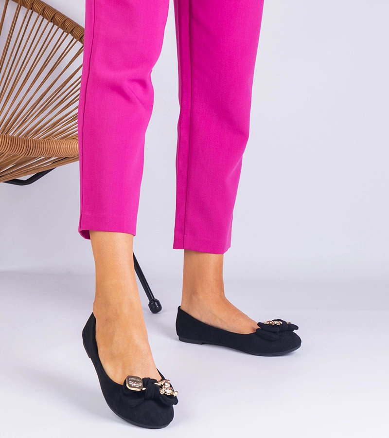 Čierne klasické balerínky s mašličkou Merasol