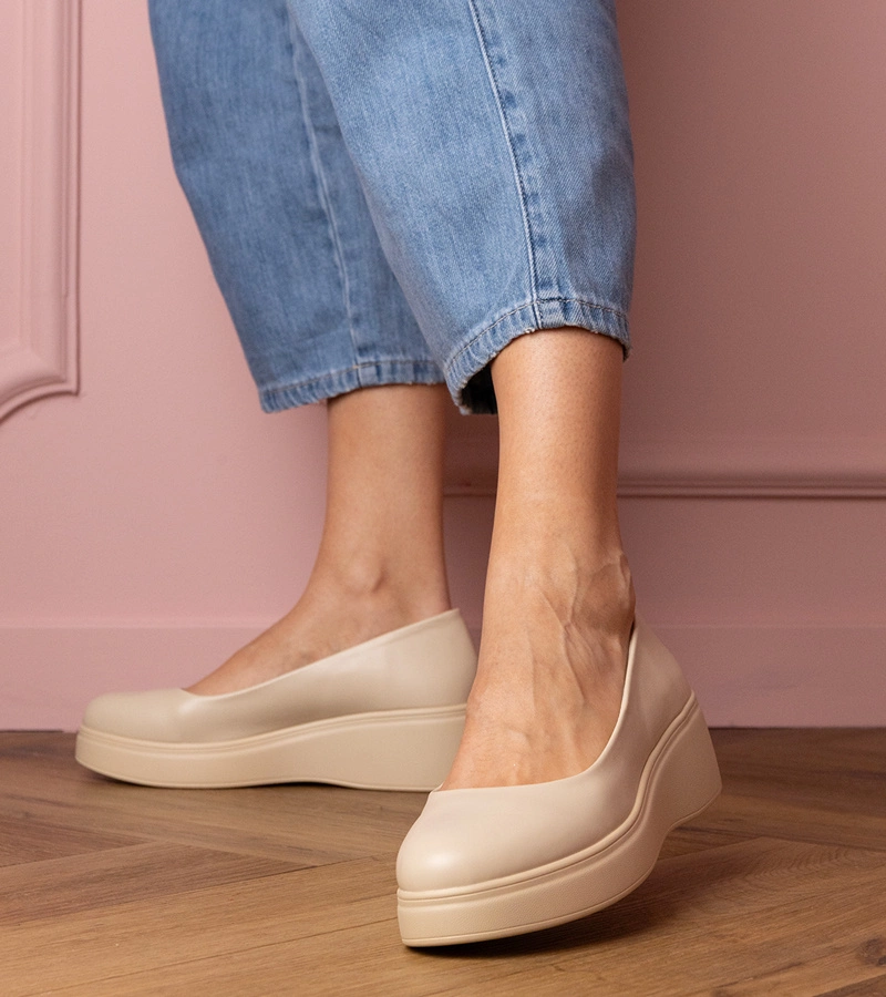 Béžové poltopánky na platforme z ekokože Huron