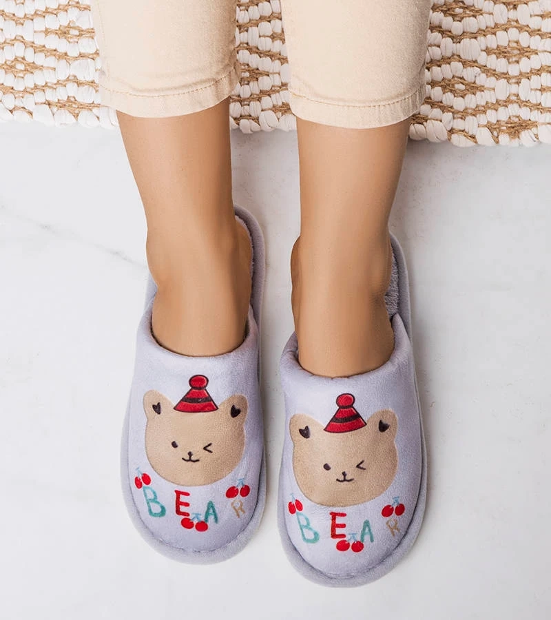 Šedé mäkké papuče Bear