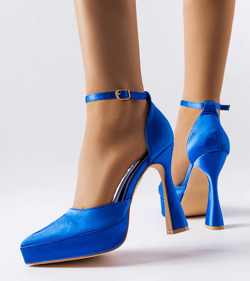 Modré lodičky Lowell na vysokom podpätku