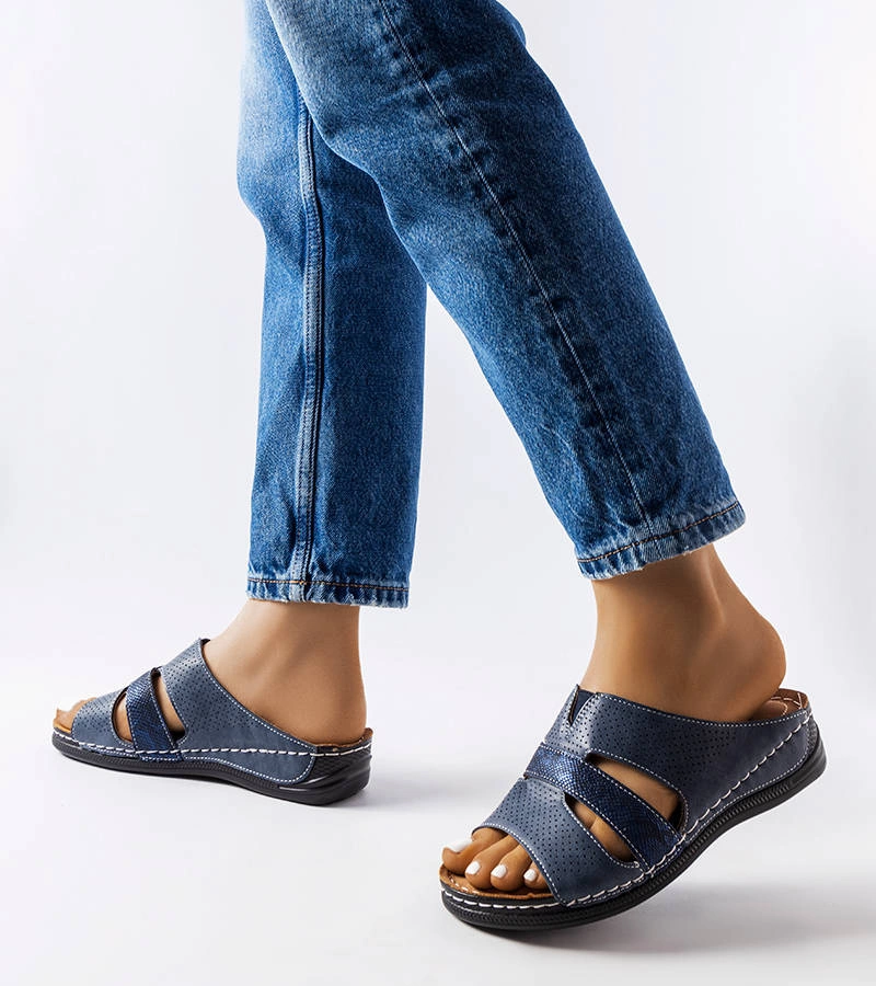 Modré ľahké žabky na platformách Olivia