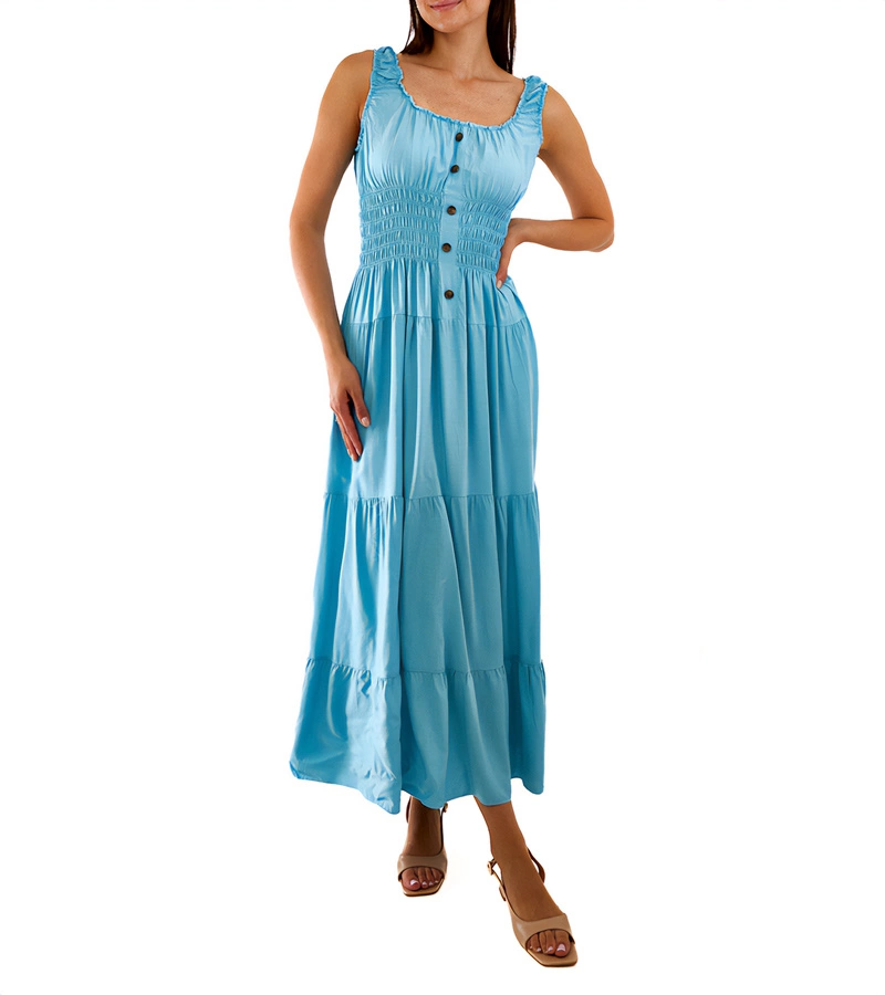 Modré šaty s drapériou Atiye