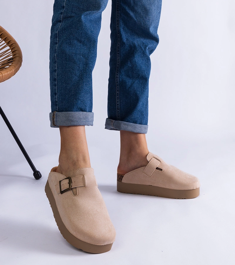 Béžové dámske papuče na platforme s prackou Armitage