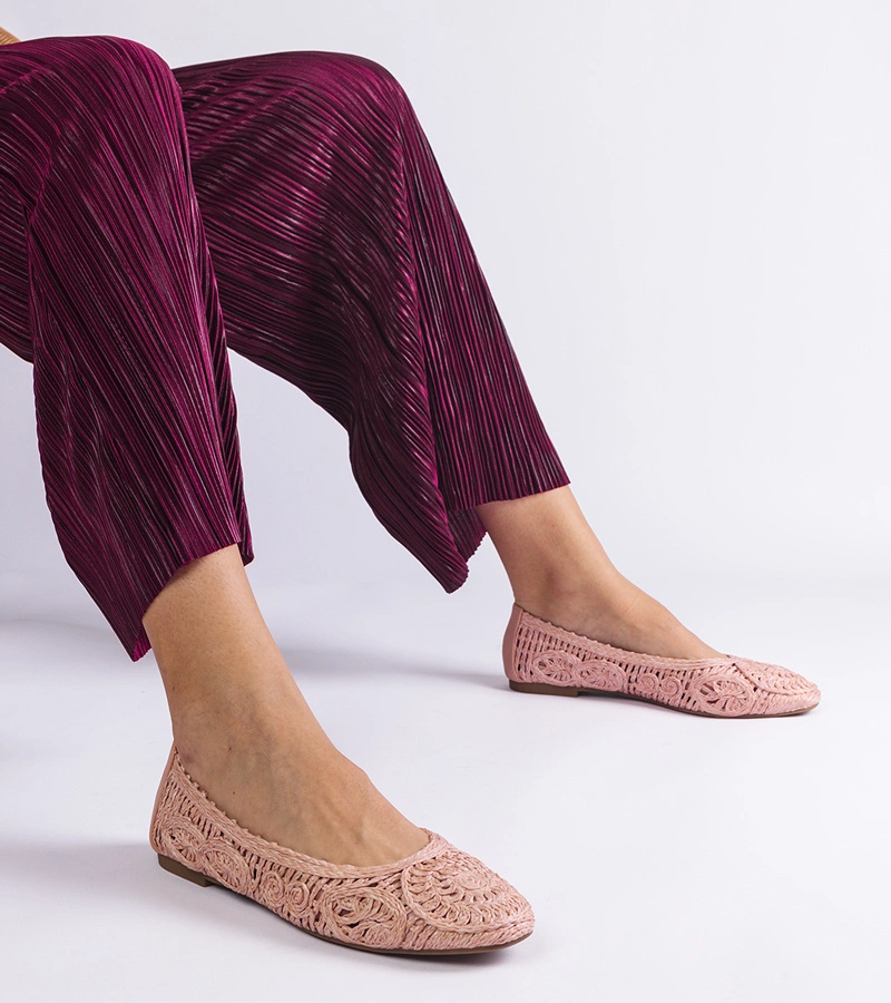 Ružové pletené balerínky Salinela