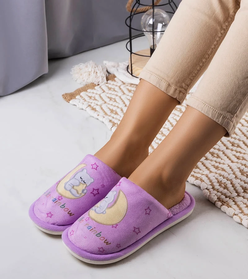 Fialové mäkké papuče Dúhový mesiac