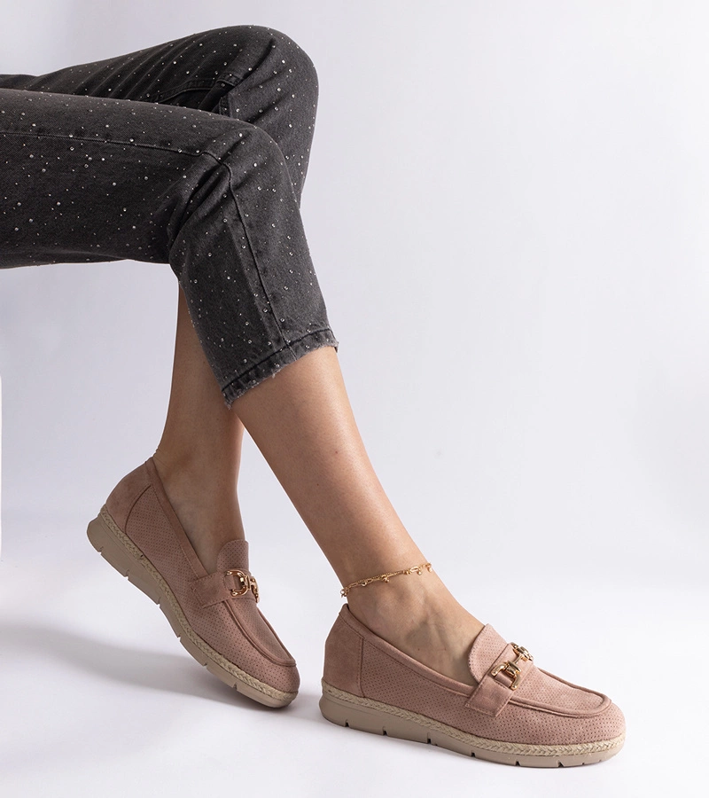 Dámske krémové mokasíny z eko semišu Sandoval