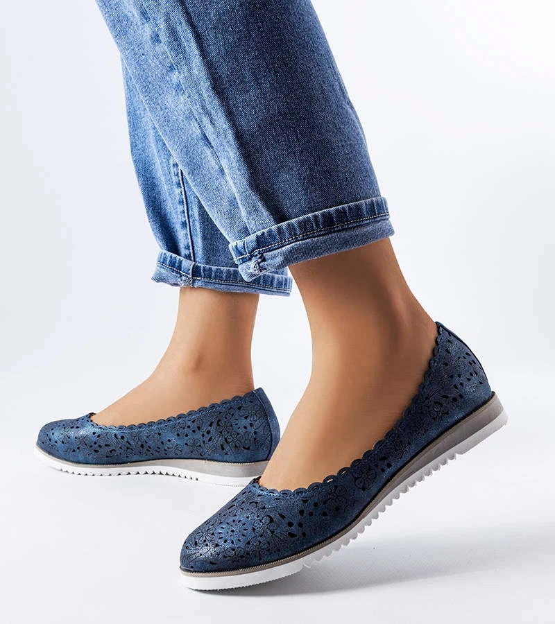 Tmavomodré ažurové baleríny Findley