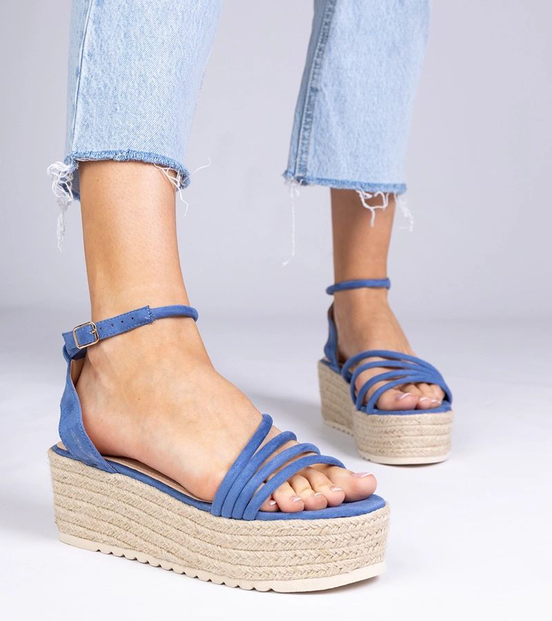 Modré sandále espadrilky na platforme Panola