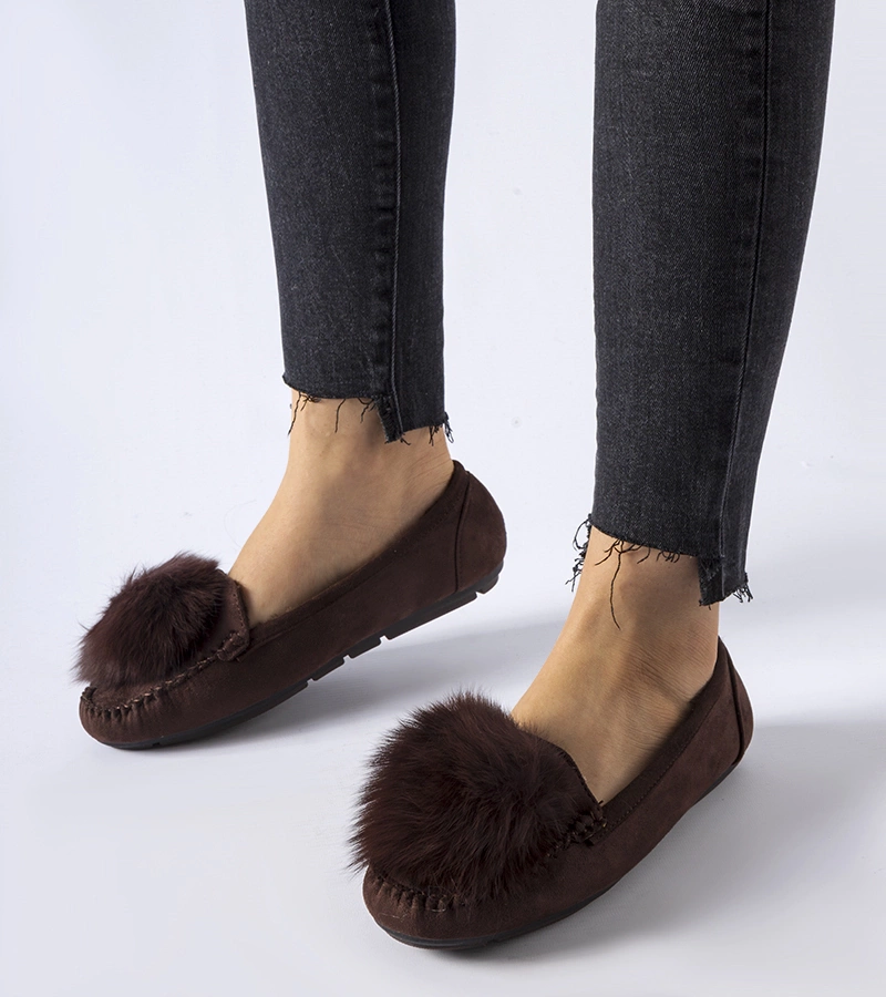 Hnedé vyhrievané papuče s mašličkou Marchetti