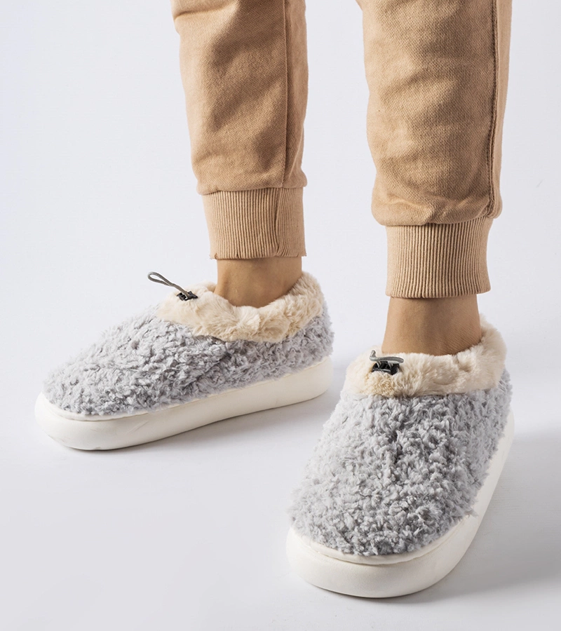 Sivé teplé papuče s krytou pätočkou Aurelio