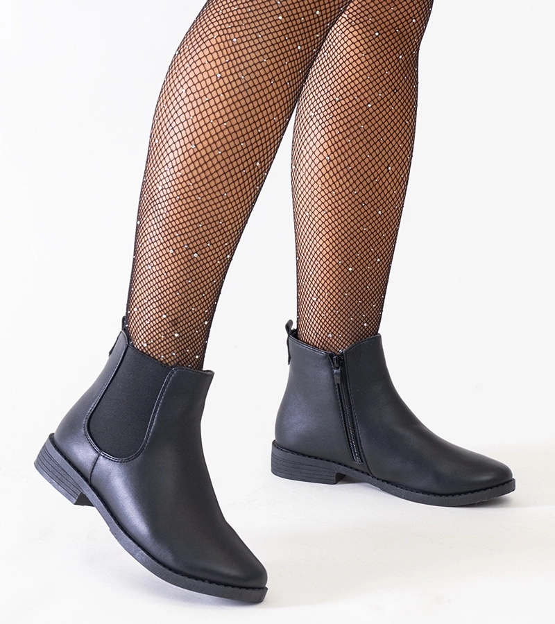 Čierne klasické botky s elastickou vsadkou eko-koža Maiza