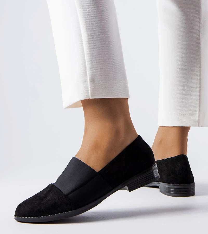 Čierne poltopánky Stoney na plochom podpätku