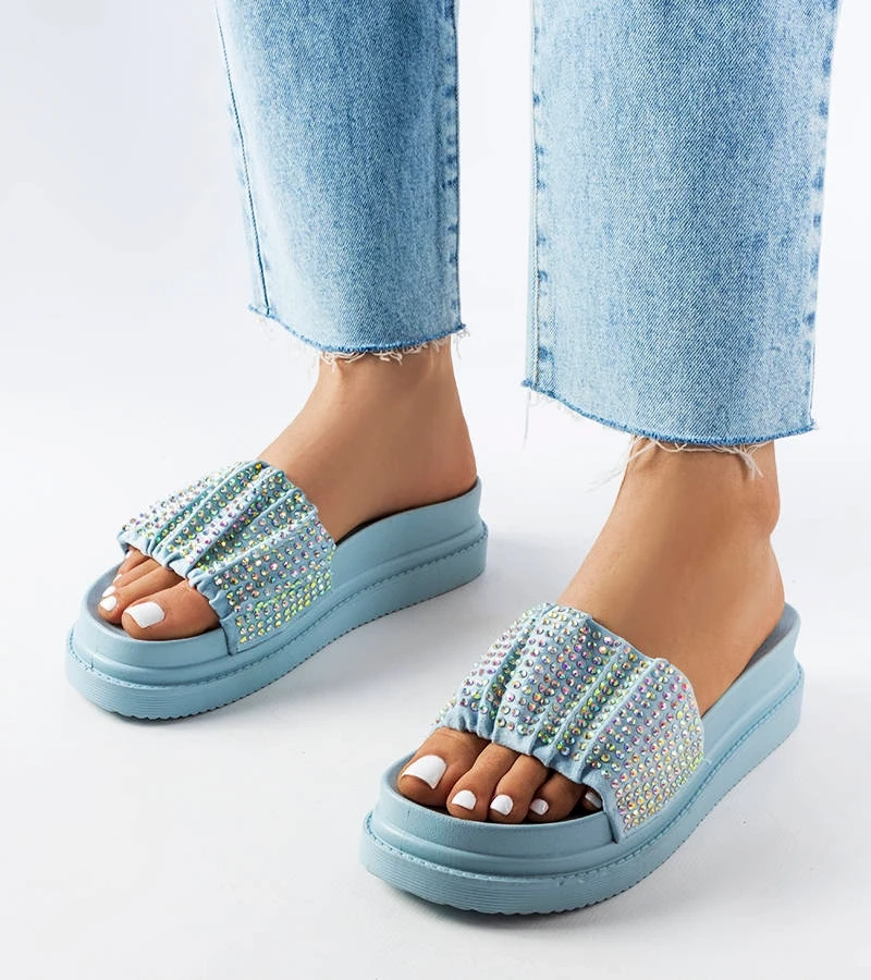 Modré žabky so zirkónmi Franet