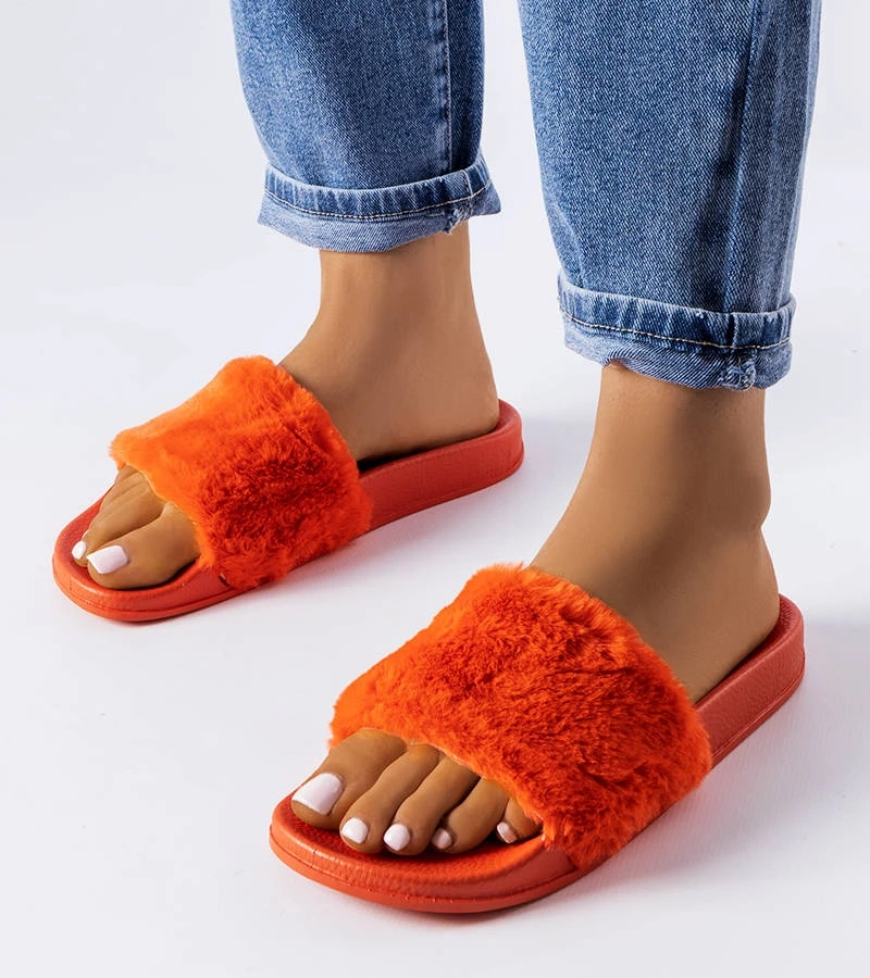 Oranžové žabky s kožušinou Raffaele