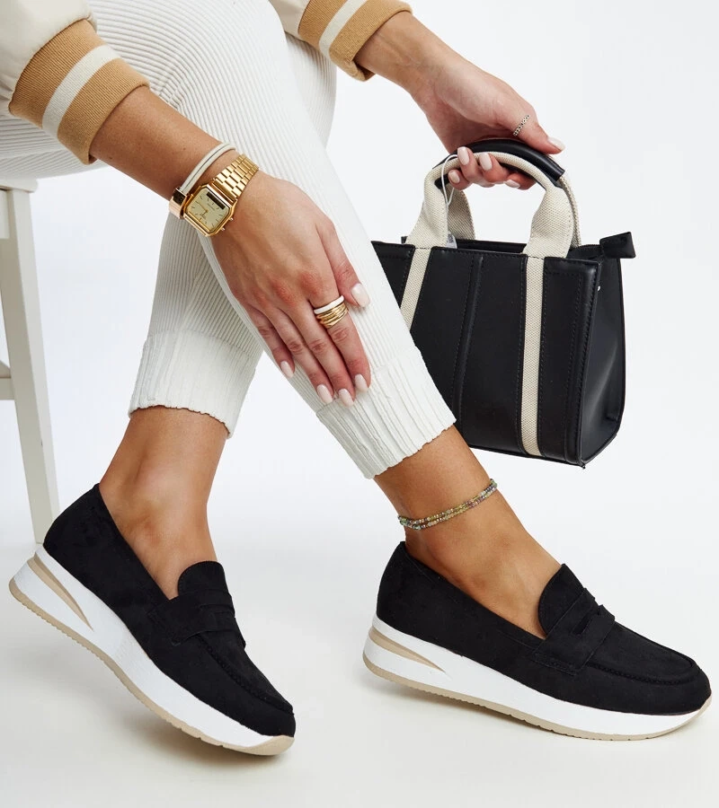 Čierne semišové poltopánky Venla