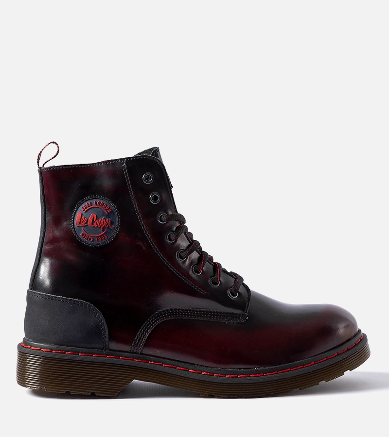 Bordové zateplené trapery prírodná koža LCJP-20-01-013